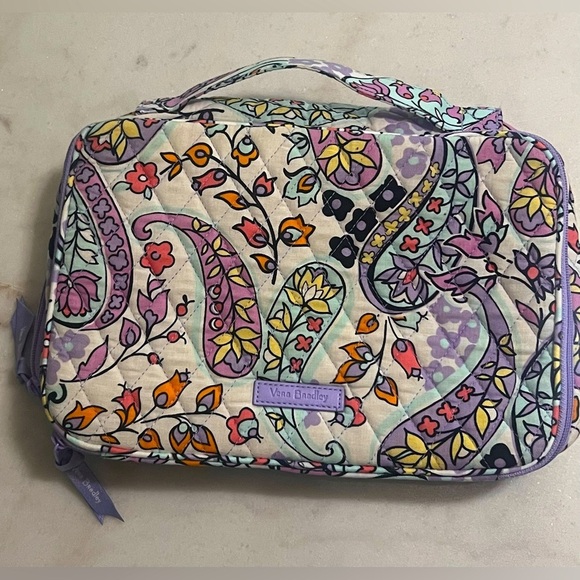 Vera Bradley Handbags - Vera Bradley Purple Paisley Blush and Brush Cosmetic Makeup Bag Double Sided
